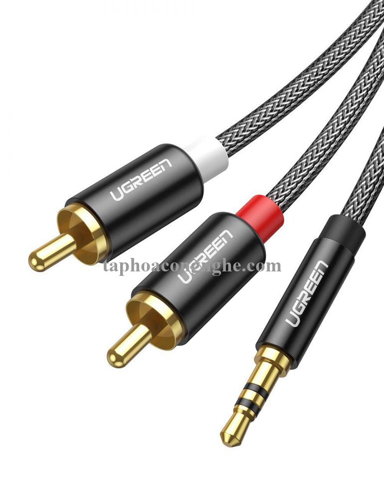 Ugreen 60242 3M cáp 3.5mm ra 2RCA hoa sen âm thanh Stereo bọc nhôm chống nhiễu màu đen AV116 30060242